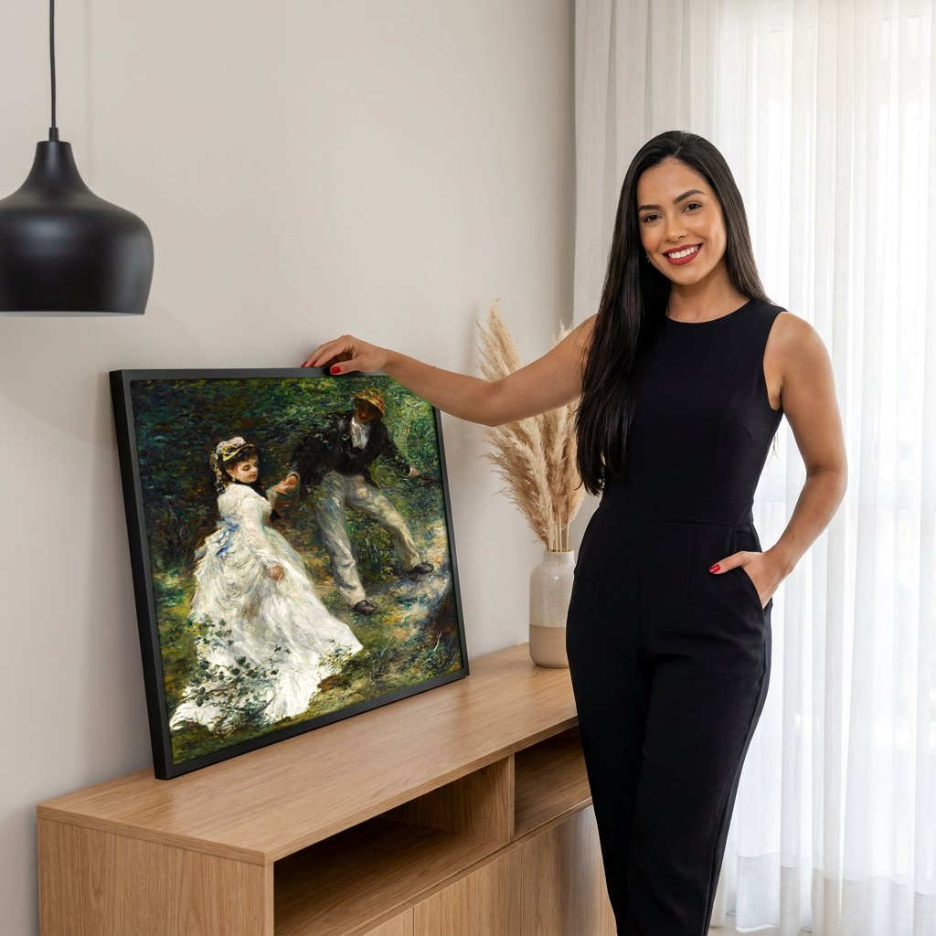 Quadro Decorativo A Caminhada - Renoir | modelo apresentando o quadro emoldurado
