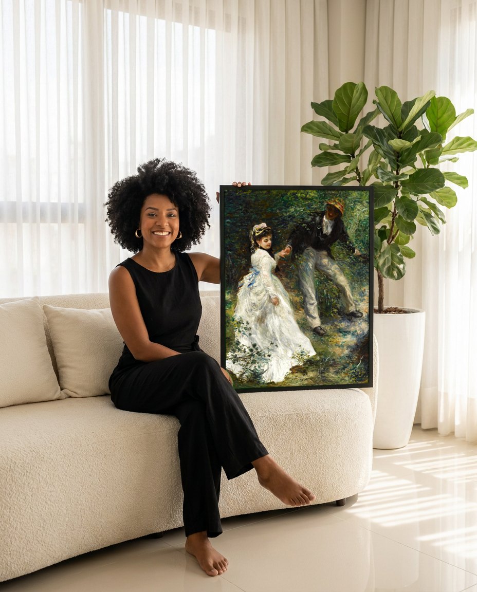 Quadro Decorativo A Caminhada - Renoir | modelo apresentando o quadro emoldurado