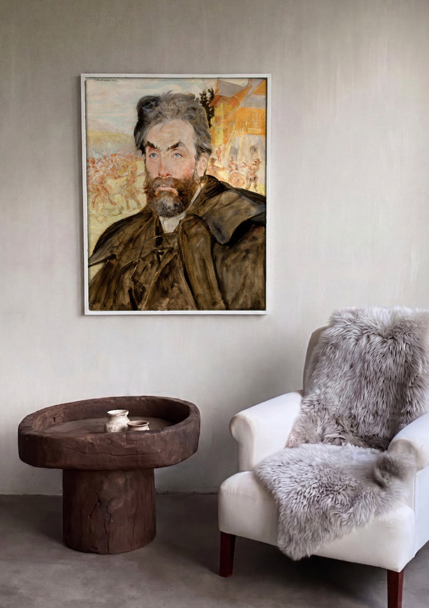 Quadro Decorativo Autorretrato com Sátiros - Jacek Malczewski | quadro emoldurado na parede
