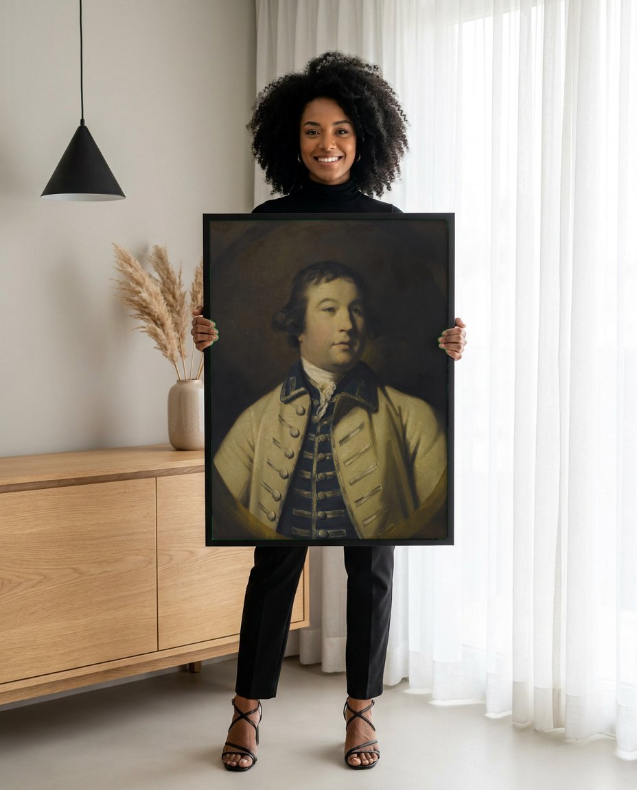 Quadro Decorativo Retrato de Oficial - Sir Joshua Reynolds | modelo apresentando o quadro emoldurado