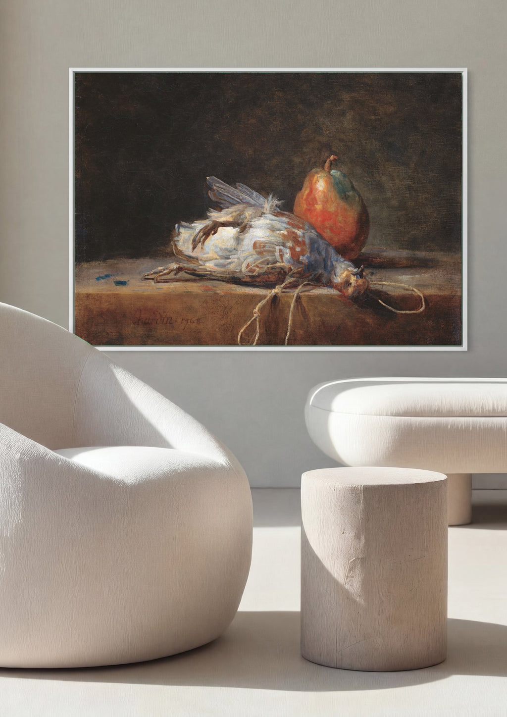 Quadro Decorativo Natureza-Morta com Perdiz e Pera - Chardin | quadro emoldurado na parede