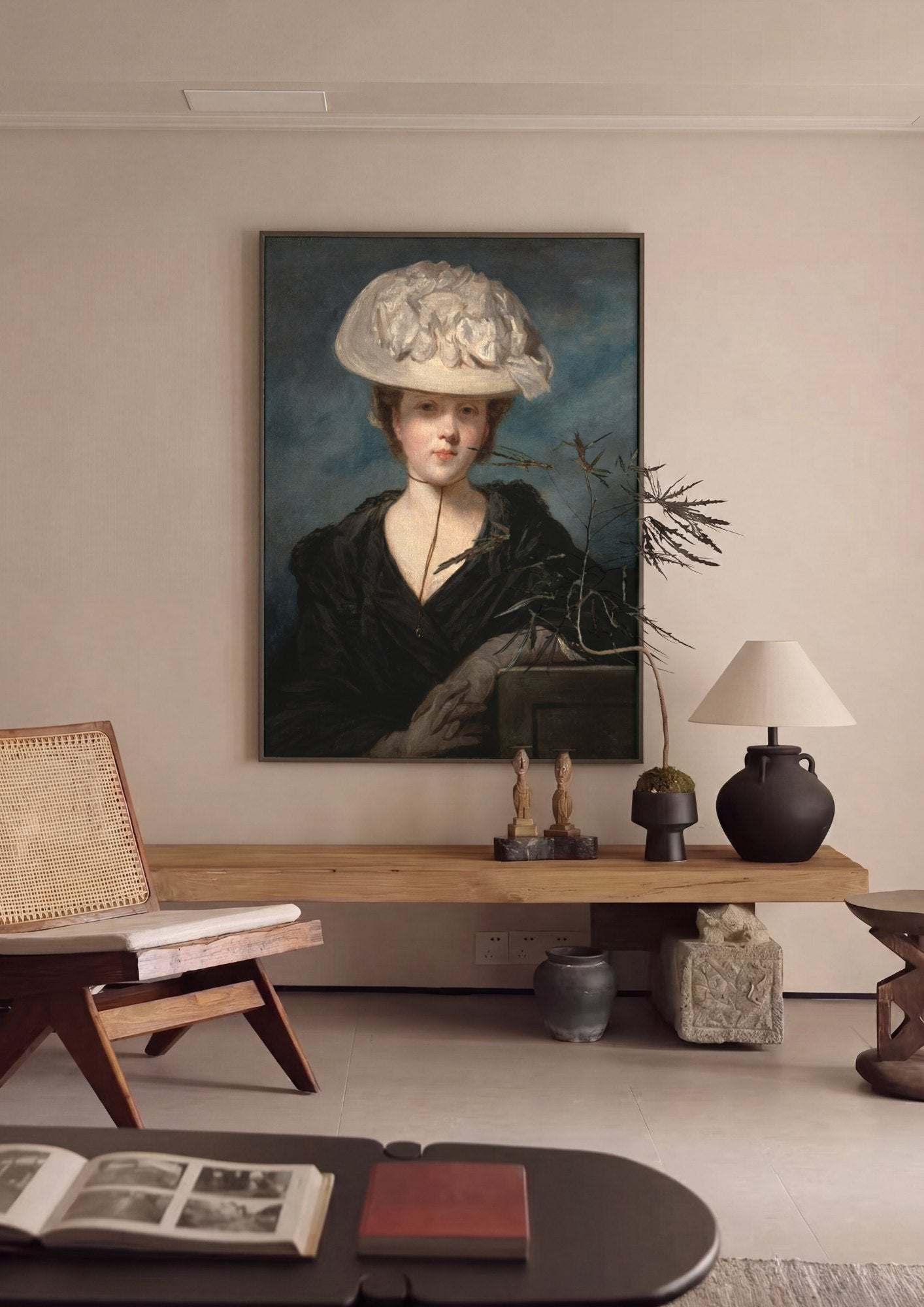 Quadro Decorativo Senhora com Chapéu - Sir Joshua Reynolds | quadro emoldurado na parede