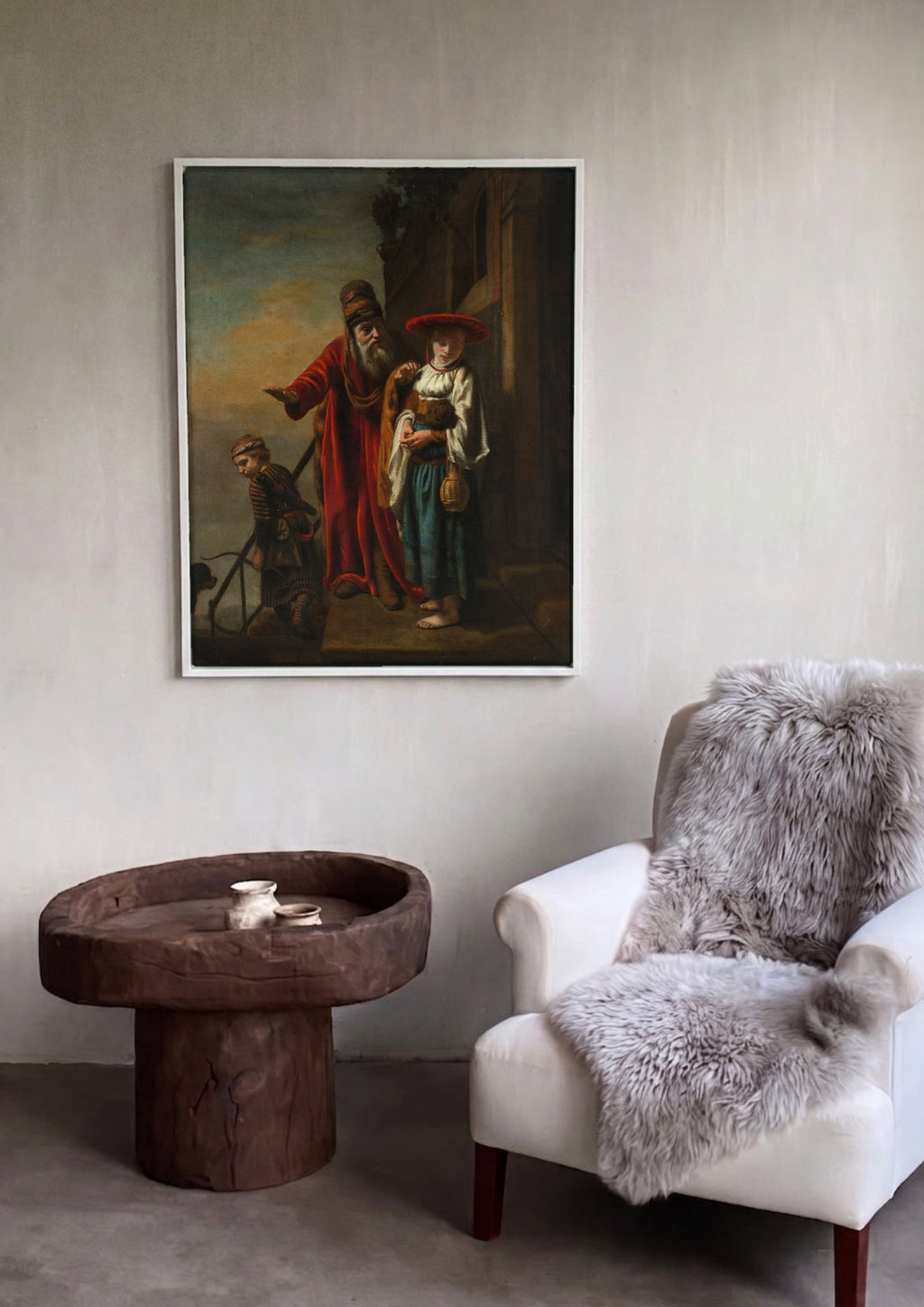 Quadro Decorativo A Expulsão de Hagar e Ismael - Nicolaes Maes em ambiente decorado