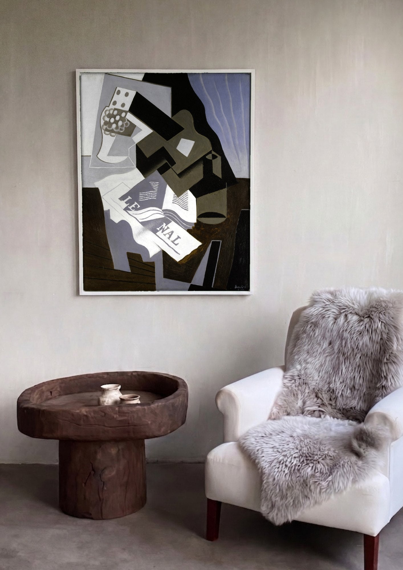 Quadro Decorativo Natureza-Morta com Jornal - Juan Gris | quadro emoldurado na parede