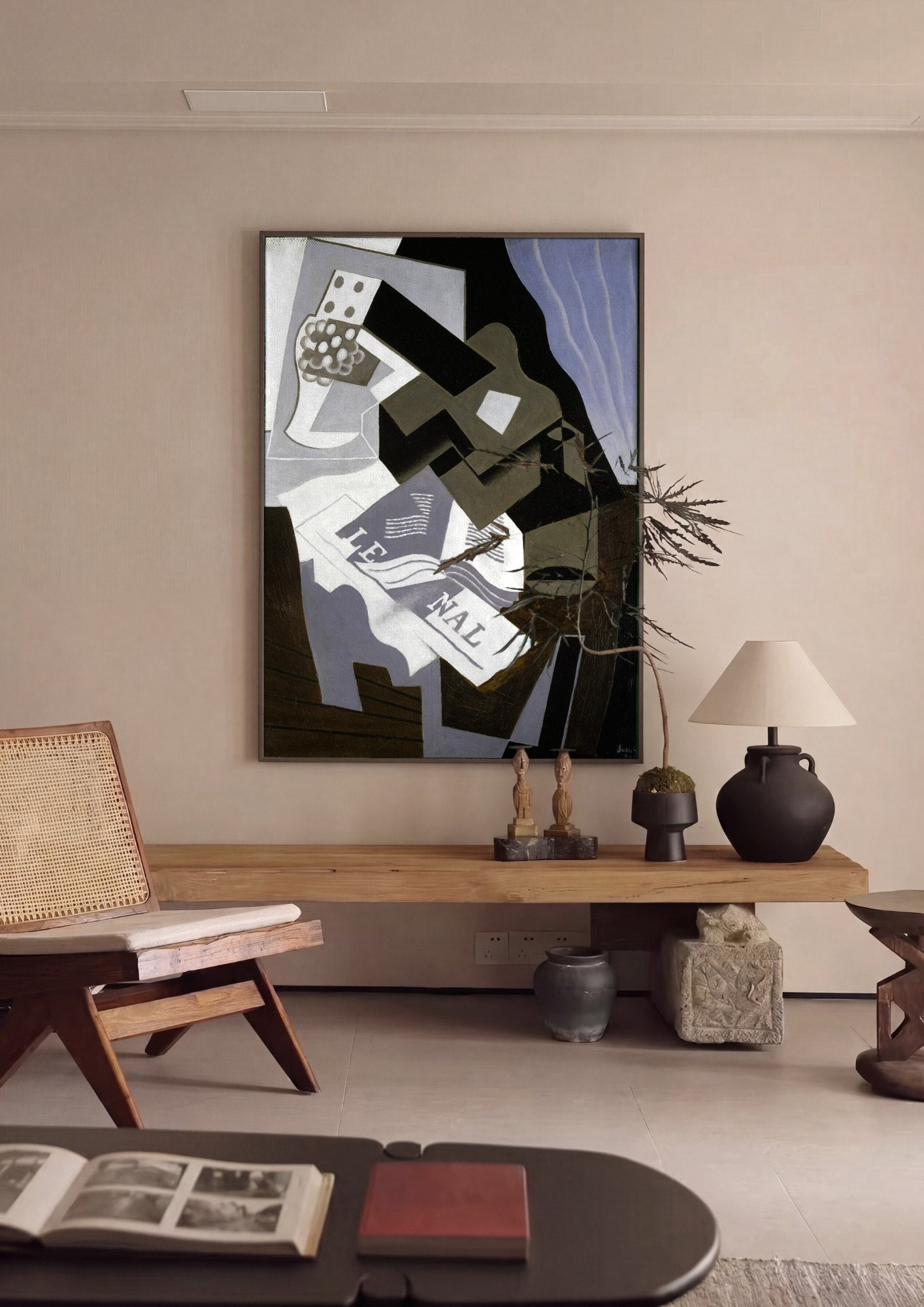 Quadro Decorativo Natureza-Morta com Jornal - Juan Gris | quadro emoldurado na parede