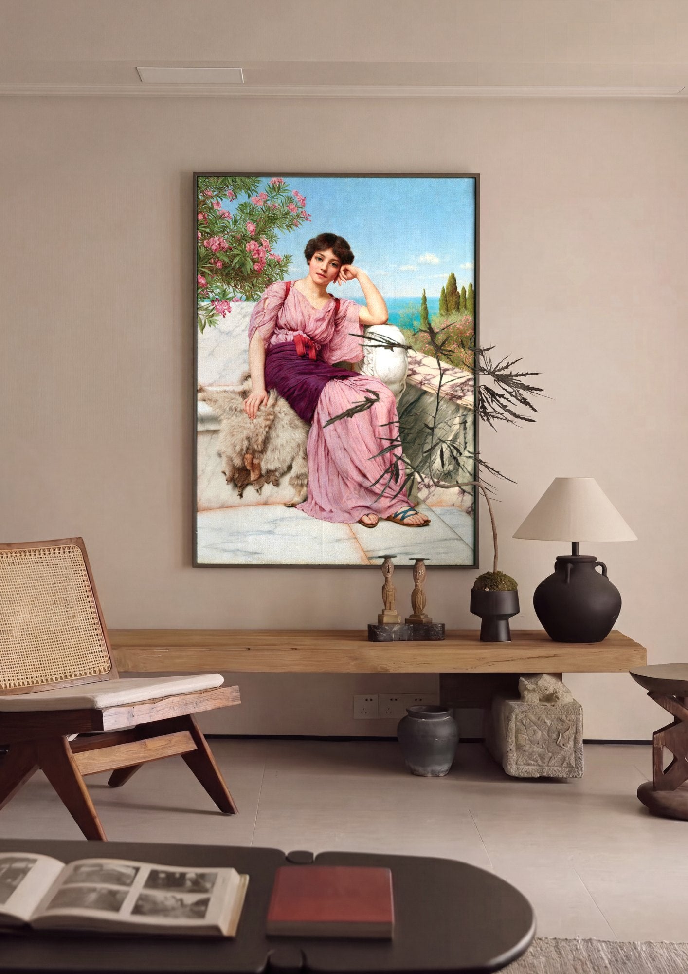 Quadro Decorativo A Jovem e o Mar - Godward | quadro emoldurado na parede