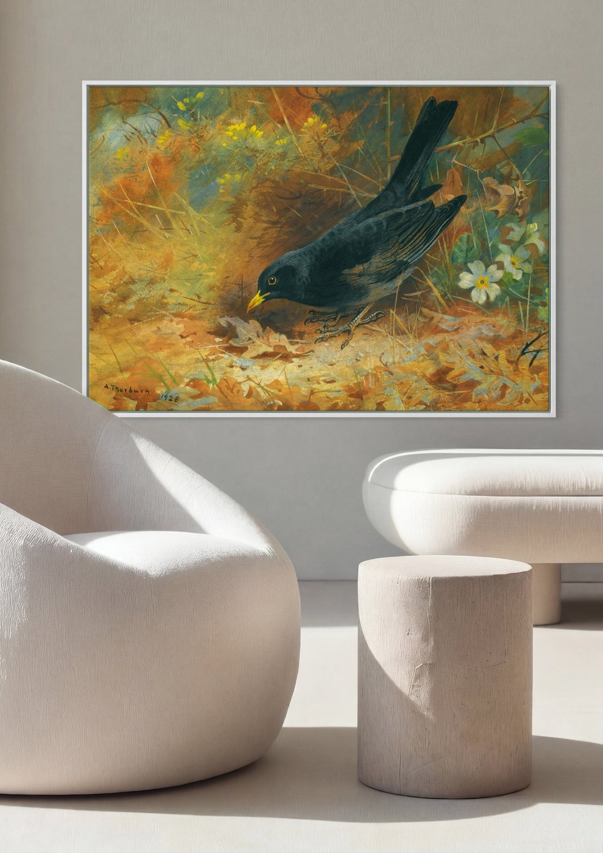 Quadro Decorativo Pássaro Preto na Natureza - Thorburn | quadro emoldurado na parede