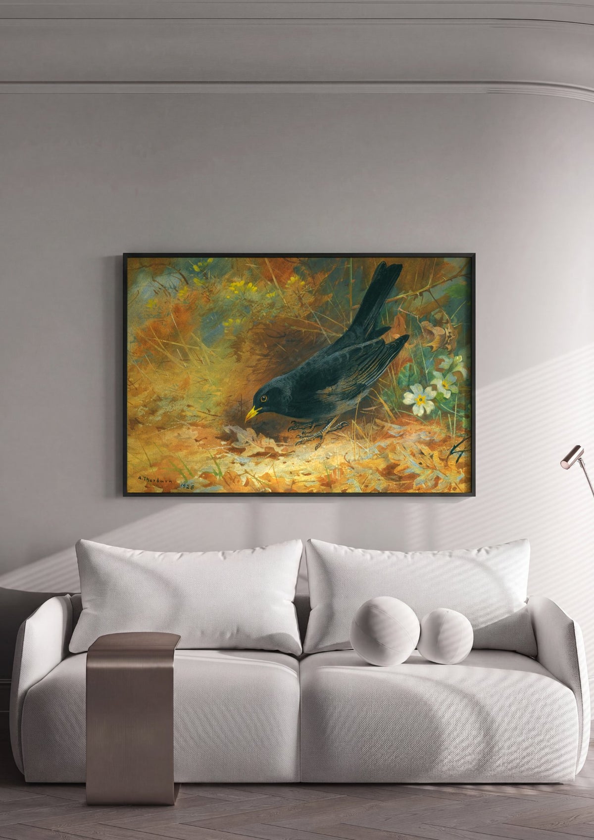 Quadro Decorativo Pássaro Preto na Natureza - Thorburn | quadro emoldurado na parede