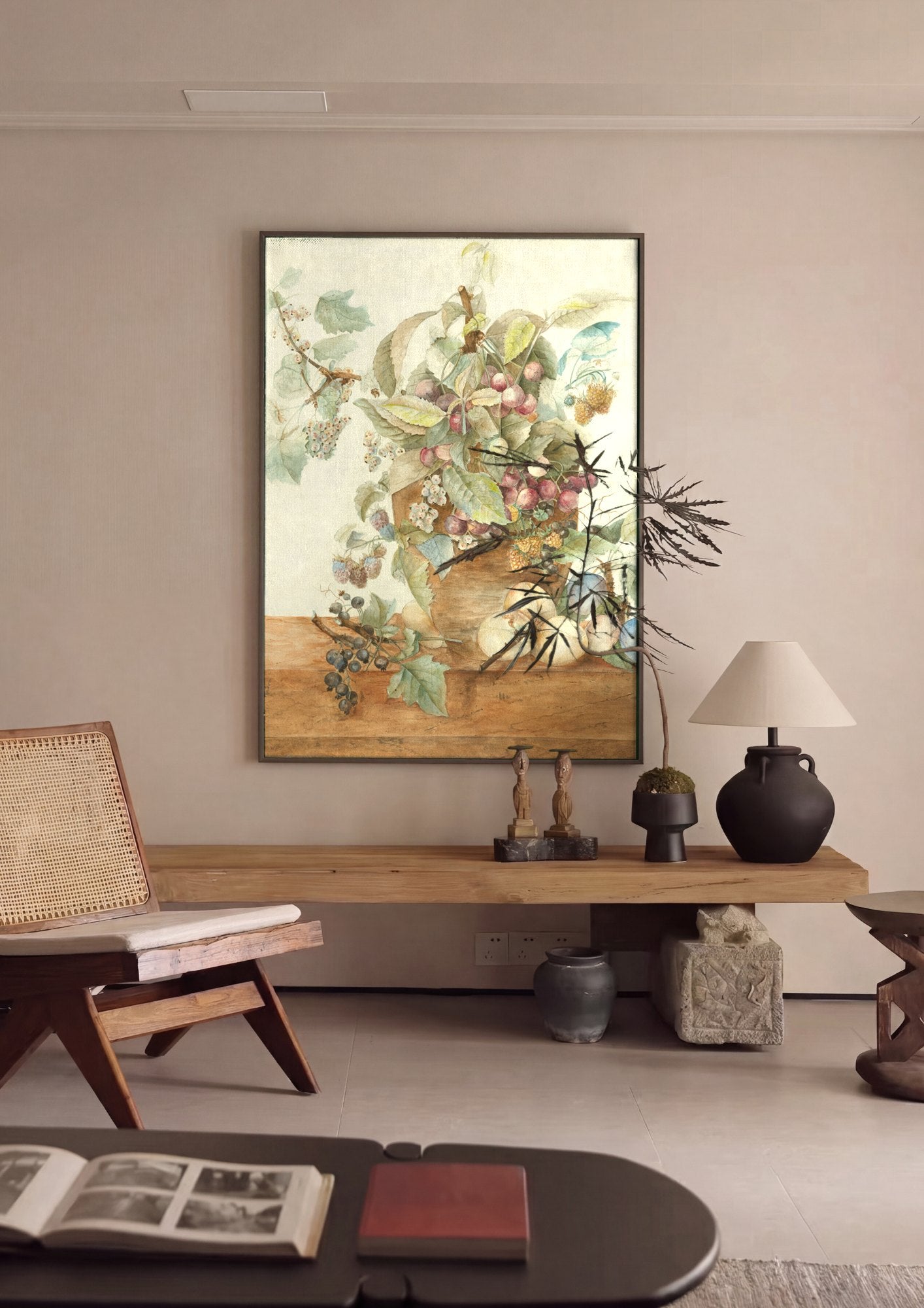 Quadro Decorativo Cesta de Frutas e Flores - Odilon Redon | quadro emoldurado na parede