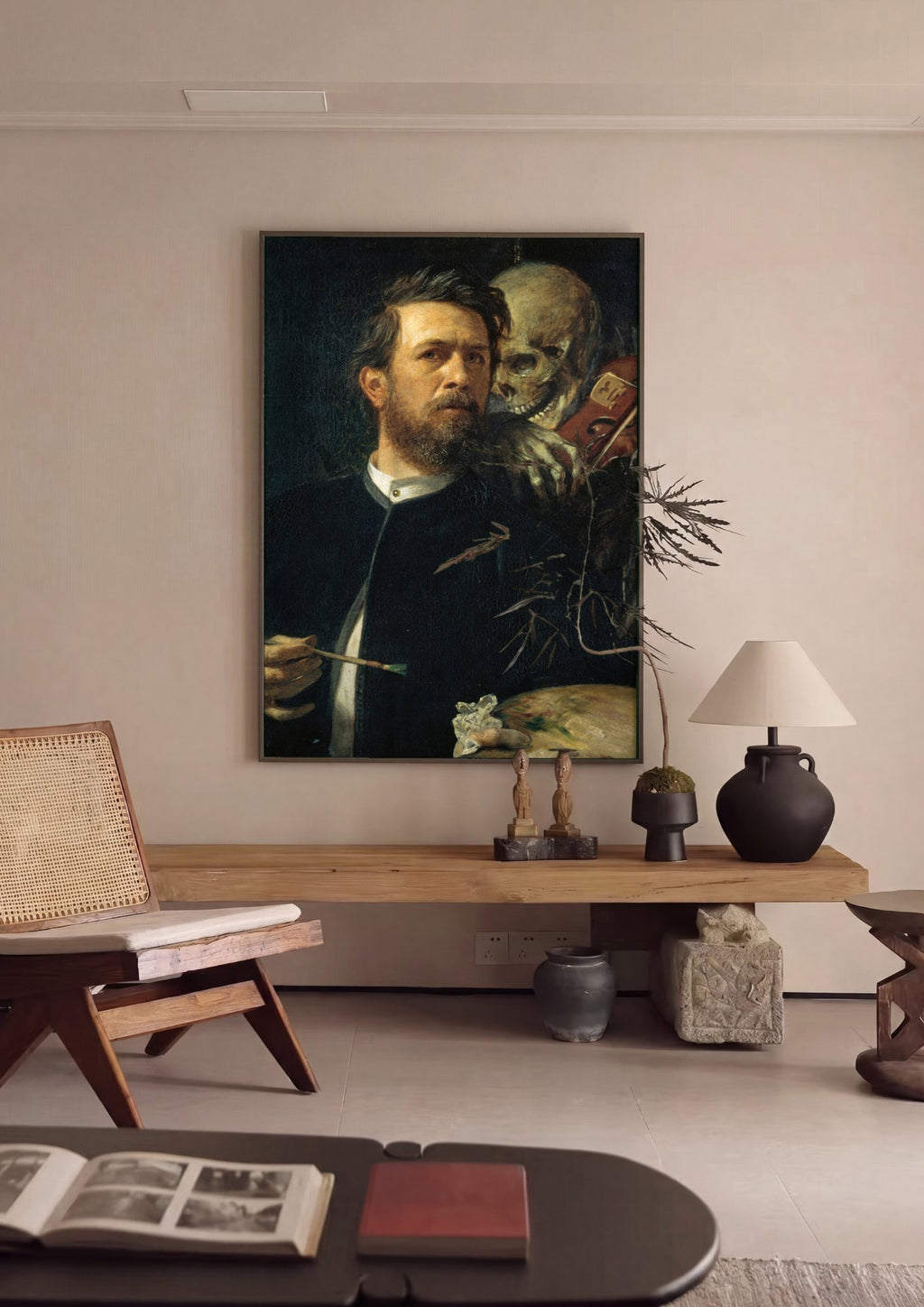 Quadro Decorativo Autorretrato com a Morte Tocando Violino - Arnold Böcklin | quadro emoldurado na parede