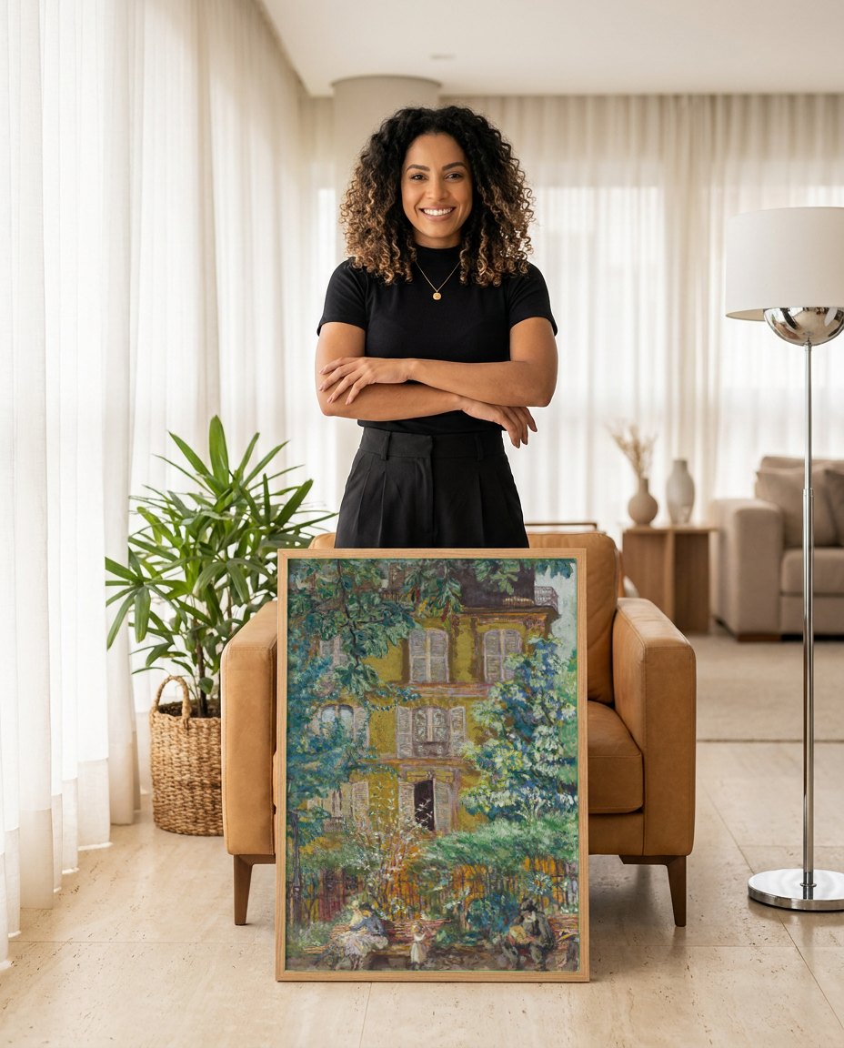 Quadro Decorativo A Rua do Parque - Édouard Vuillard | modelo apresentando o quadro emoldurado