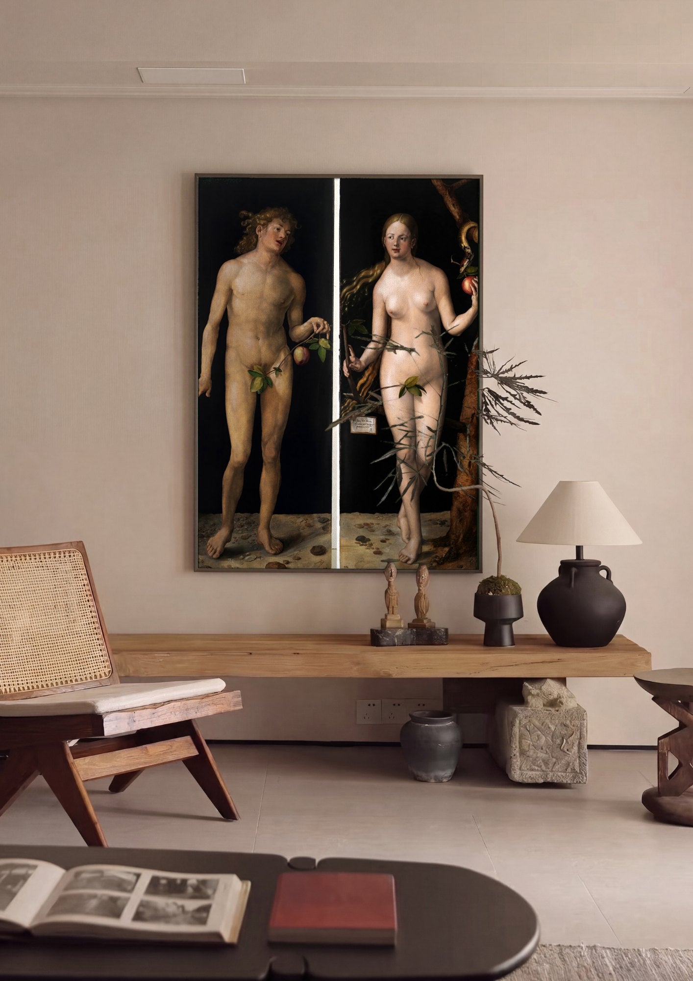 Quadro Decorativo Adão e Eva - Dürer | quadro emoldurado na parede