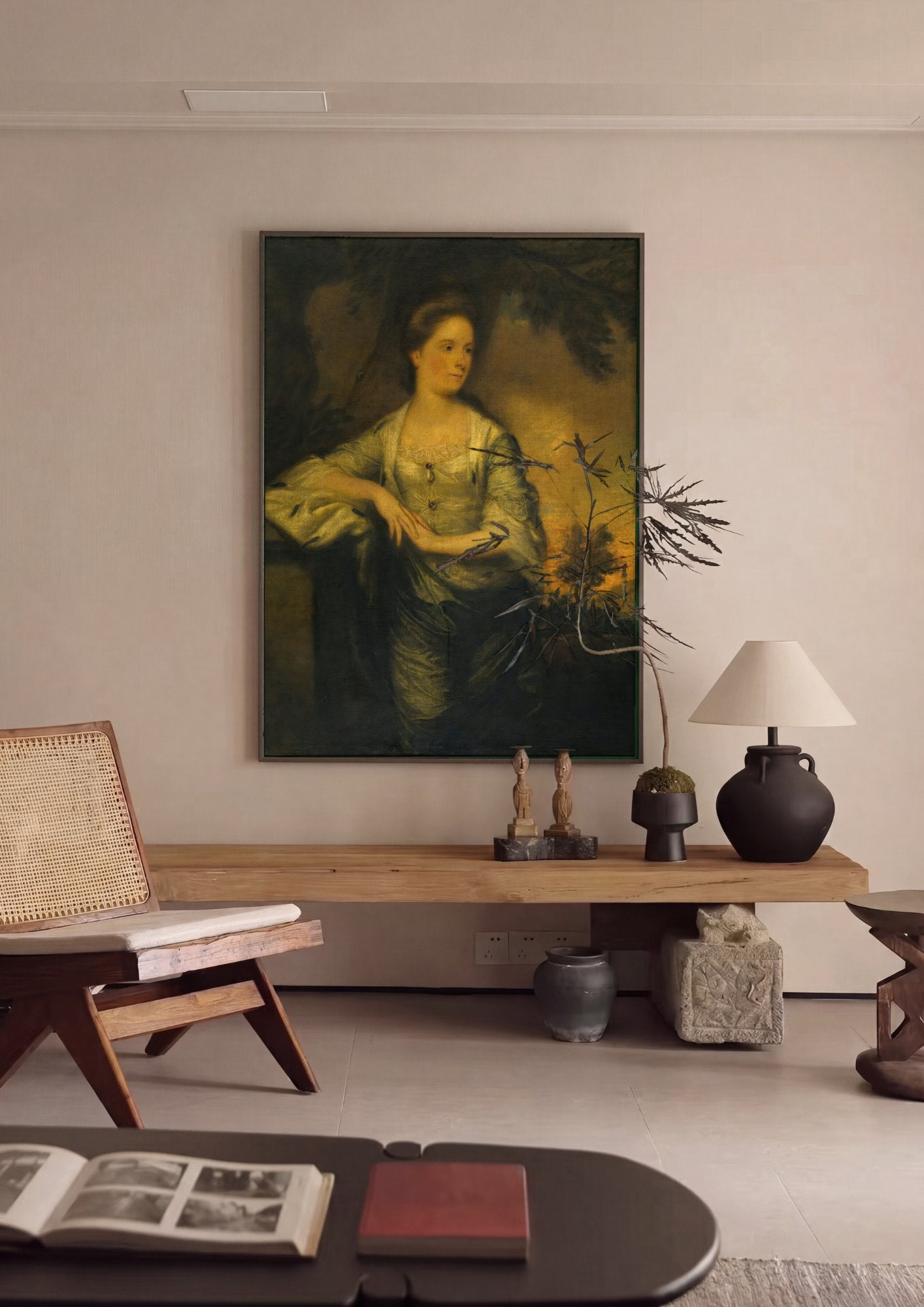 Quadro Decorativo Retrato Feminino - Sir Joshua Reynolds em ambiente decorado