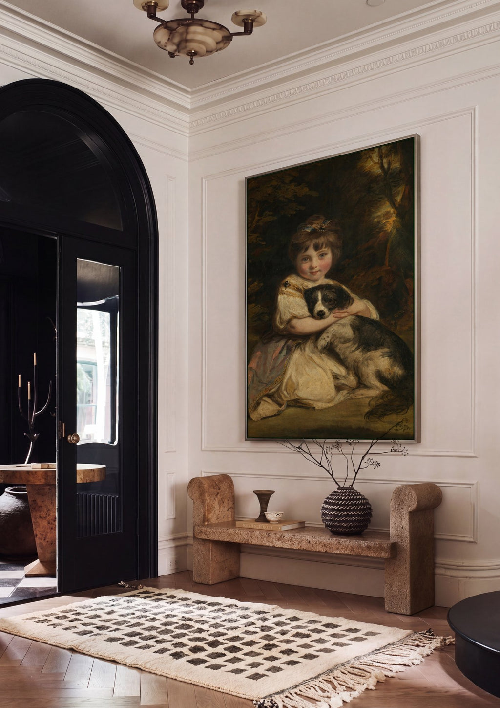 Quadro Decorativo A Menina e o Cão - Sir Joshua Reynolds em ambiente decorado