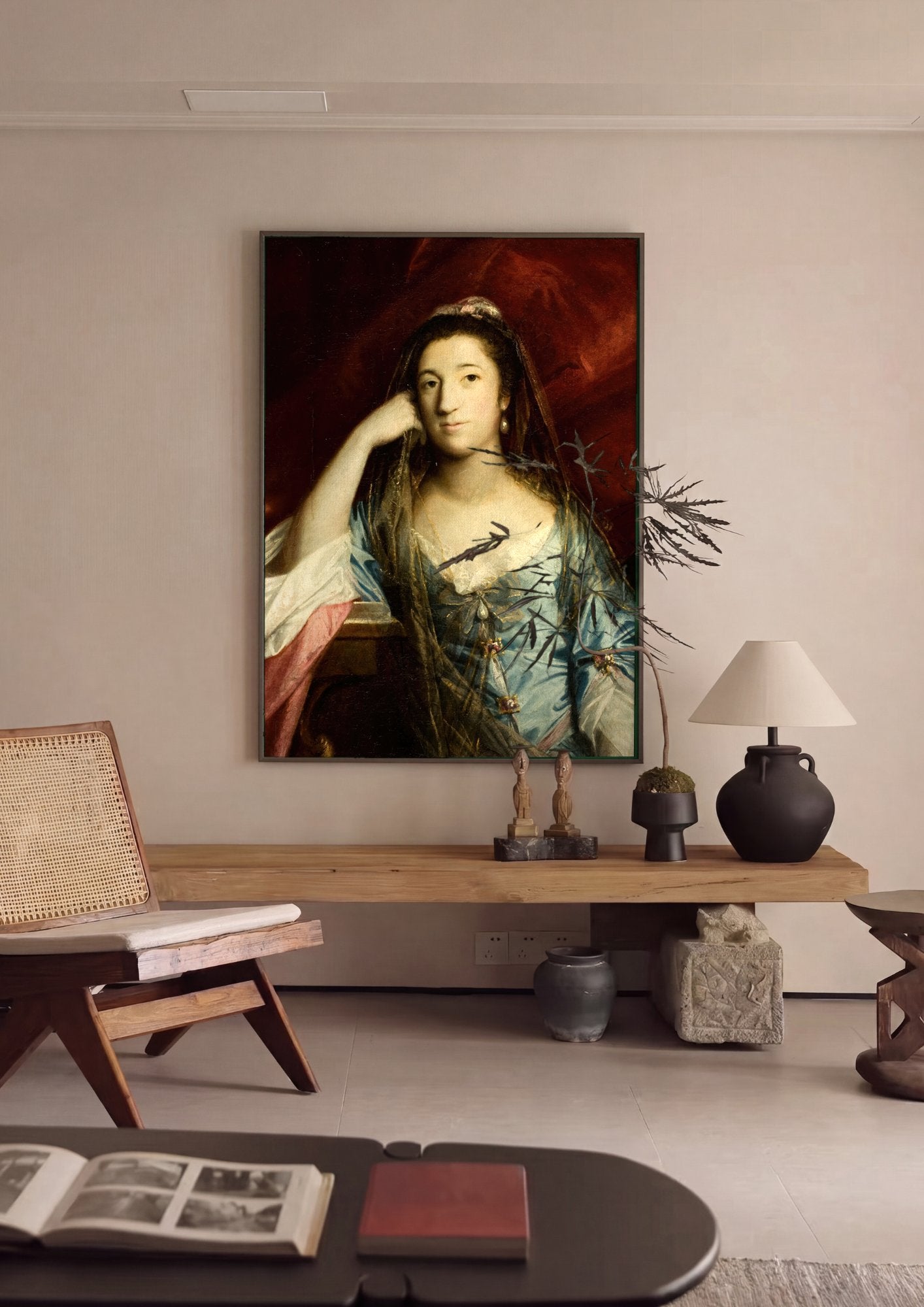 Quadro Decorativo Retrato Feminino - Sir Joshua Reynolds em ambiente decorado