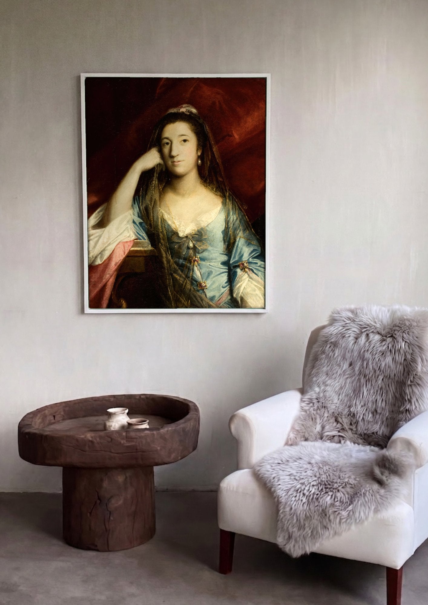 Quadro Decorativo Retrato Feminino - Sir Joshua Reynolds em ambiente decorado