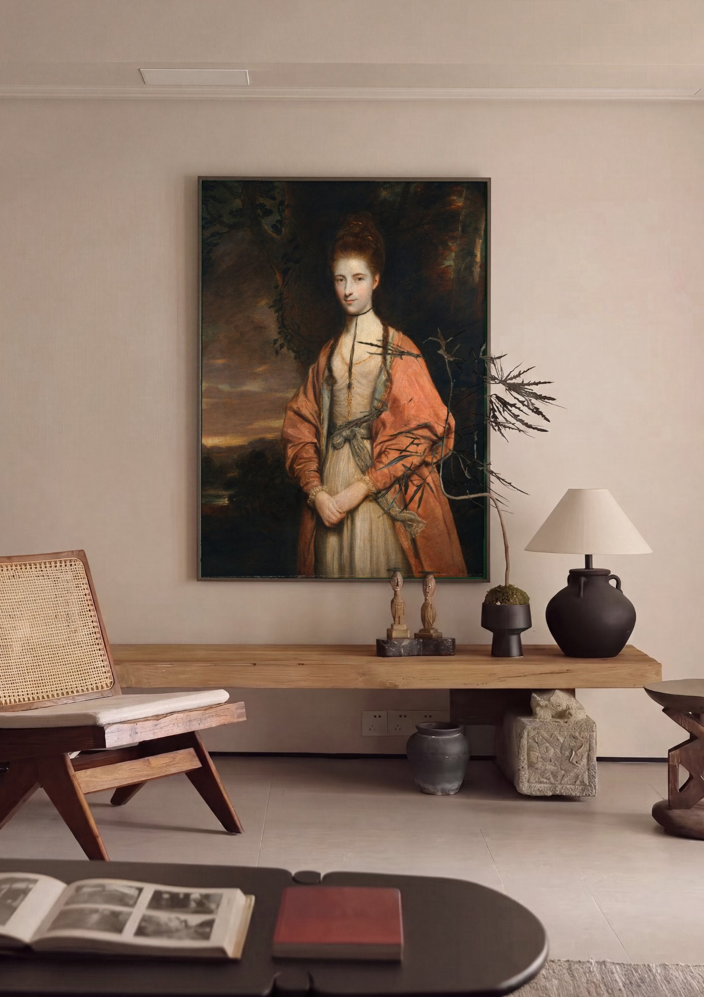Quadro Decorativo Retrato Feminino - Sir Joshua Reynolds em ambiente decorado