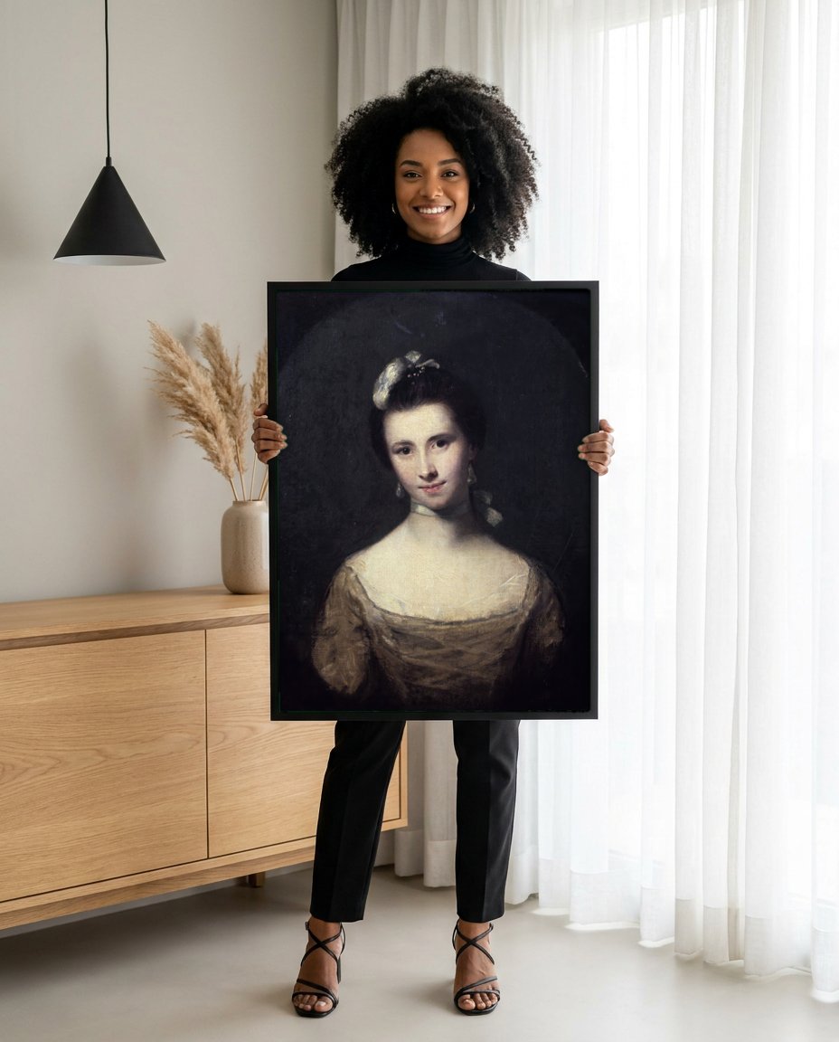 Quadro Decorativo Retrato Feminino - Sir Joshua Reynolds com modelo em ambiente