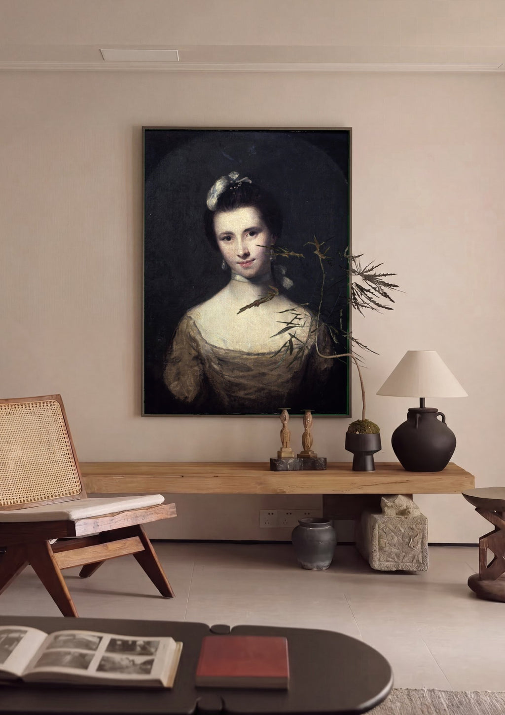 Quadro Decorativo Retrato Feminino - Sir Joshua Reynolds em ambiente decorado