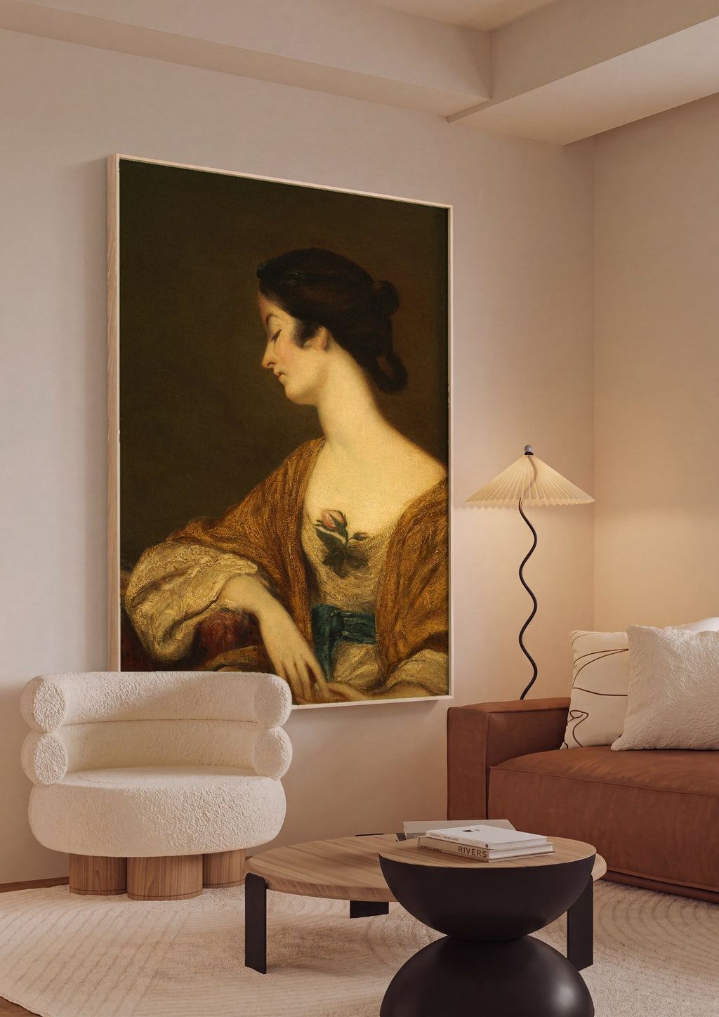 Quadro Decorativo Senhora com Rosa - Sir Joshua Reynolds em ambiente decorado