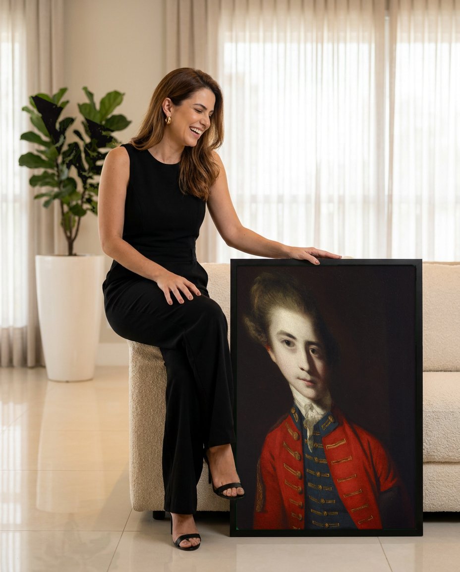 Quadro Decorativo Retrato de Jovem - Sir Joshua Reynolds com modelo em ambiente