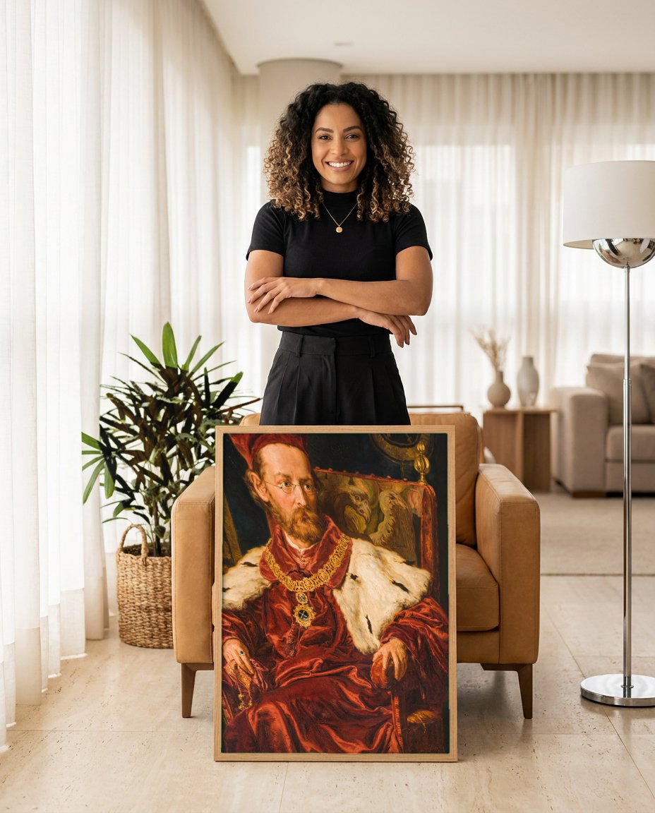 Quadro Decorativo Retrato de Professor - Jan Matejko com modelo em ambiente