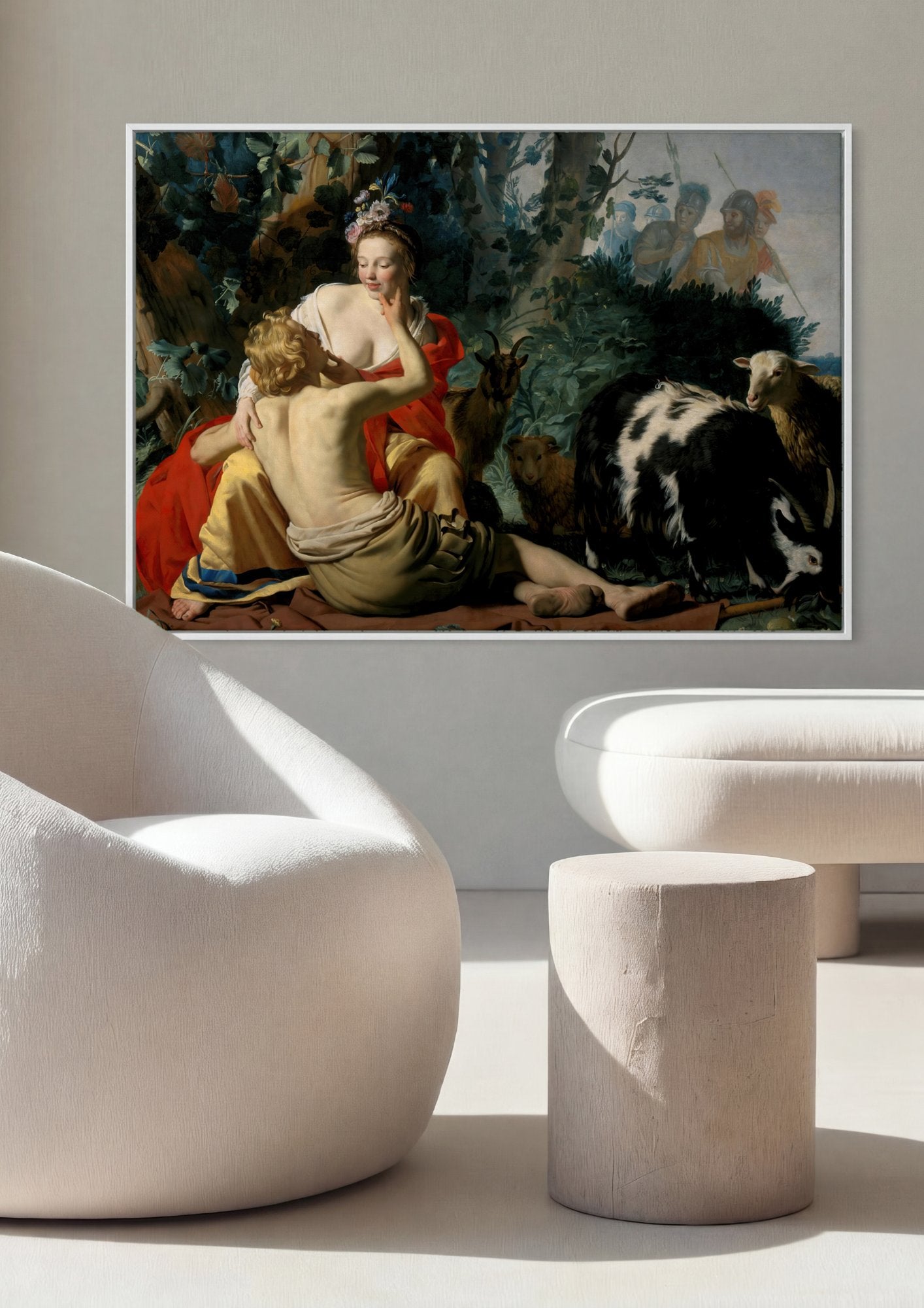 Quadro Decorativo A Pastora e o Pastor (ou Cimon e Ifigênia) - Honthorst em ambiente decorado