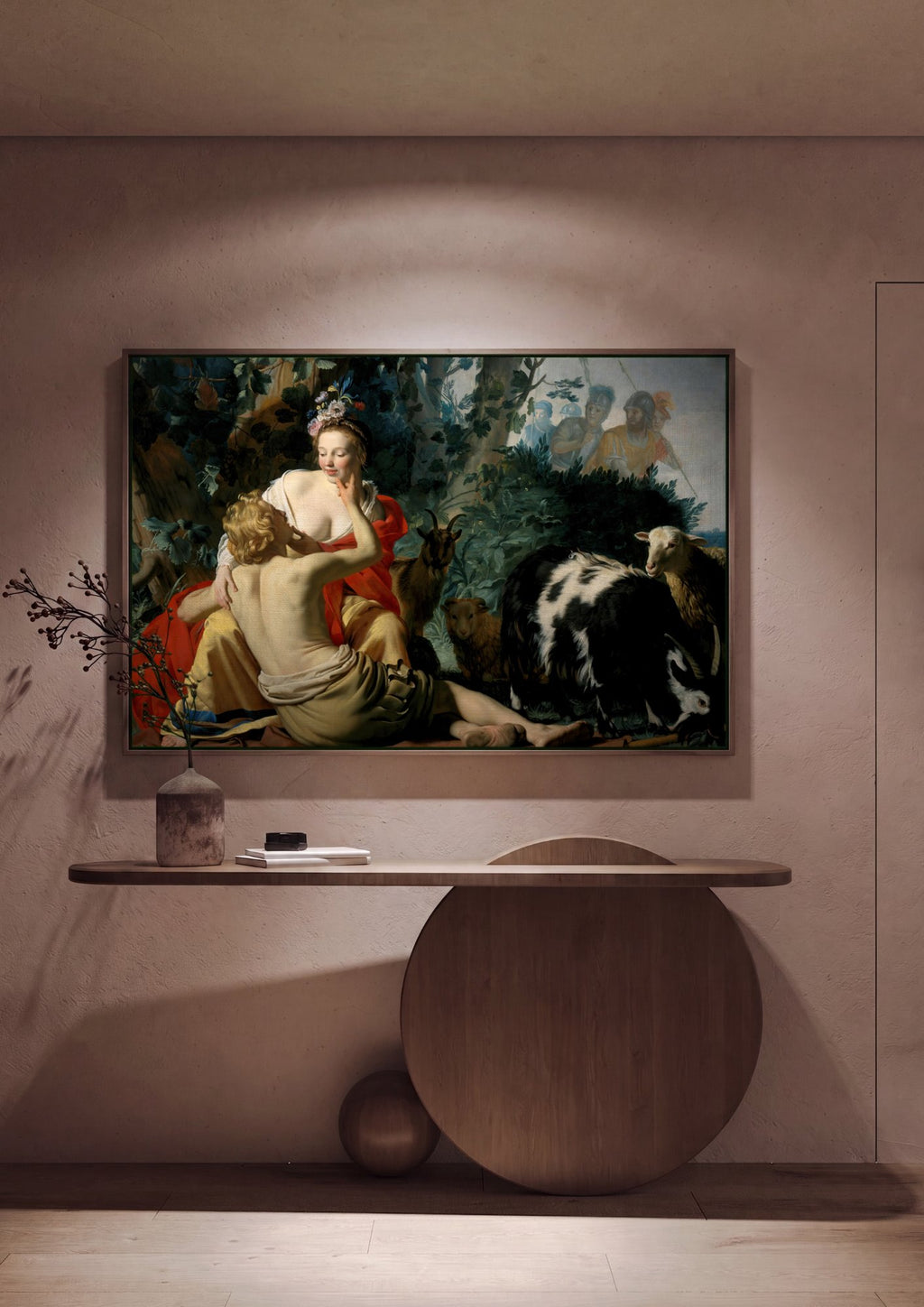 Quadro Decorativo A Pastora e o Pastor (ou Cimon e Ifigênia) - Honthorst em ambiente decorado