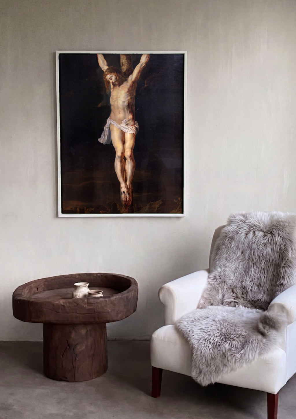 Quadro Decorativo A Crucificação - Peter Paul Rubens em ambiente decorado