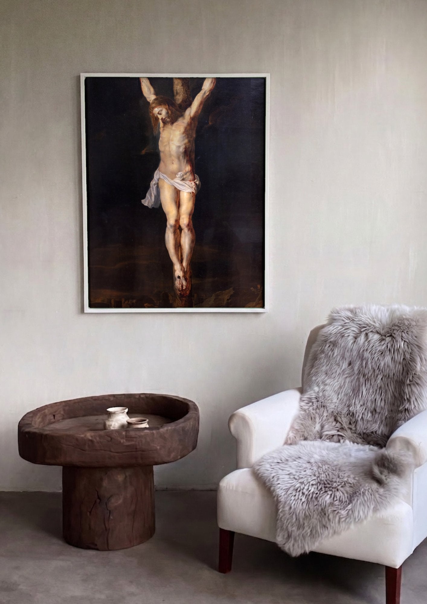 Quadro Decorativo A Crucificação - Peter Paul Rubens em ambiente decorado