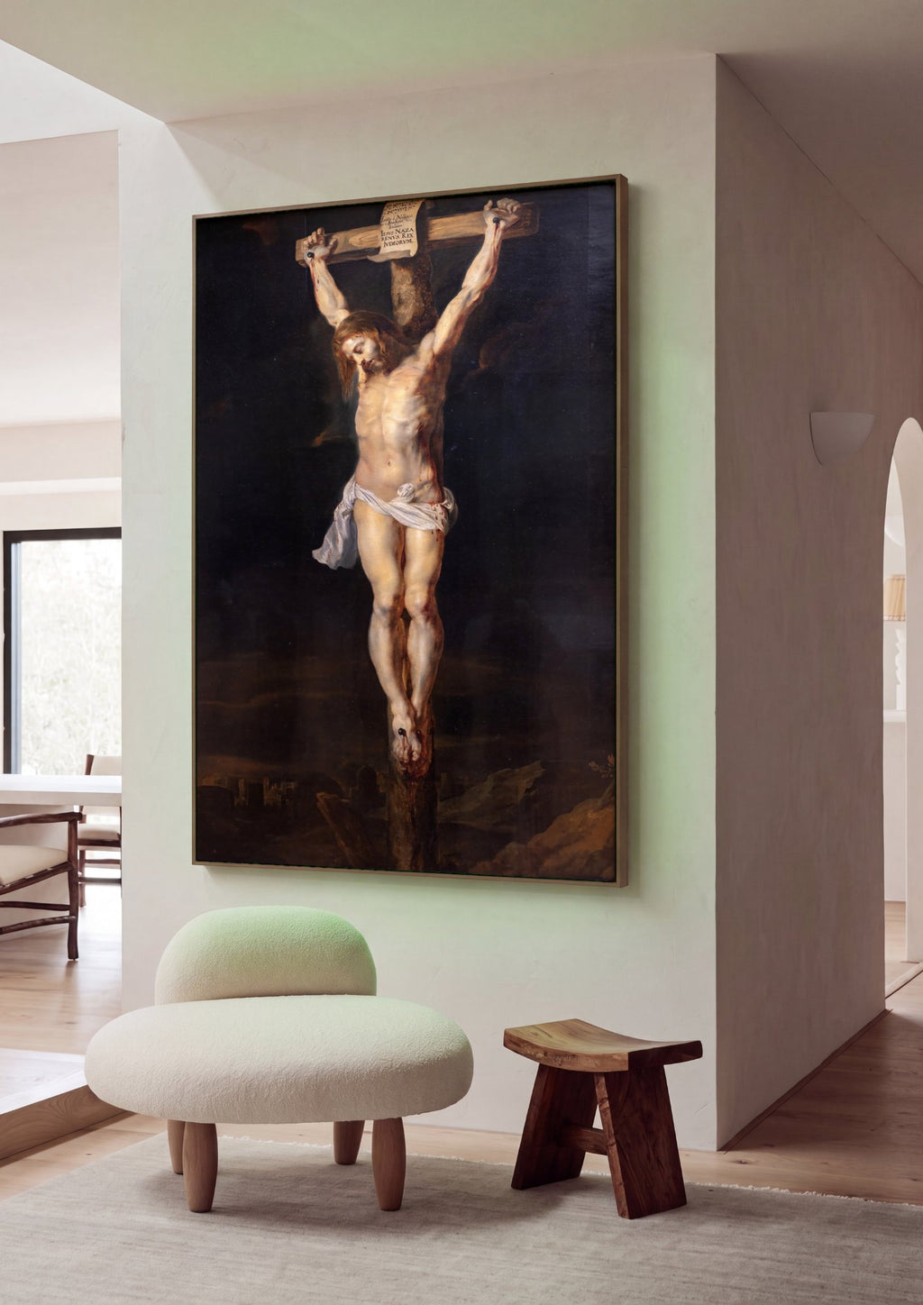 Quadro Decorativo A Crucificação - Peter Paul Rubens em ambiente decorado