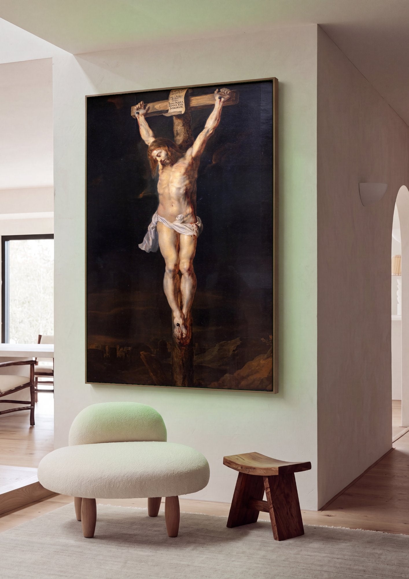 Quadro Decorativo A Crucificação - Peter Paul Rubens em ambiente decorado