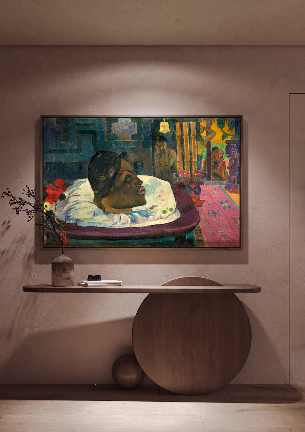 Quadro Decorativo Arii Matamoe (O Olhar Real) - Gauguin em ambiente decorado