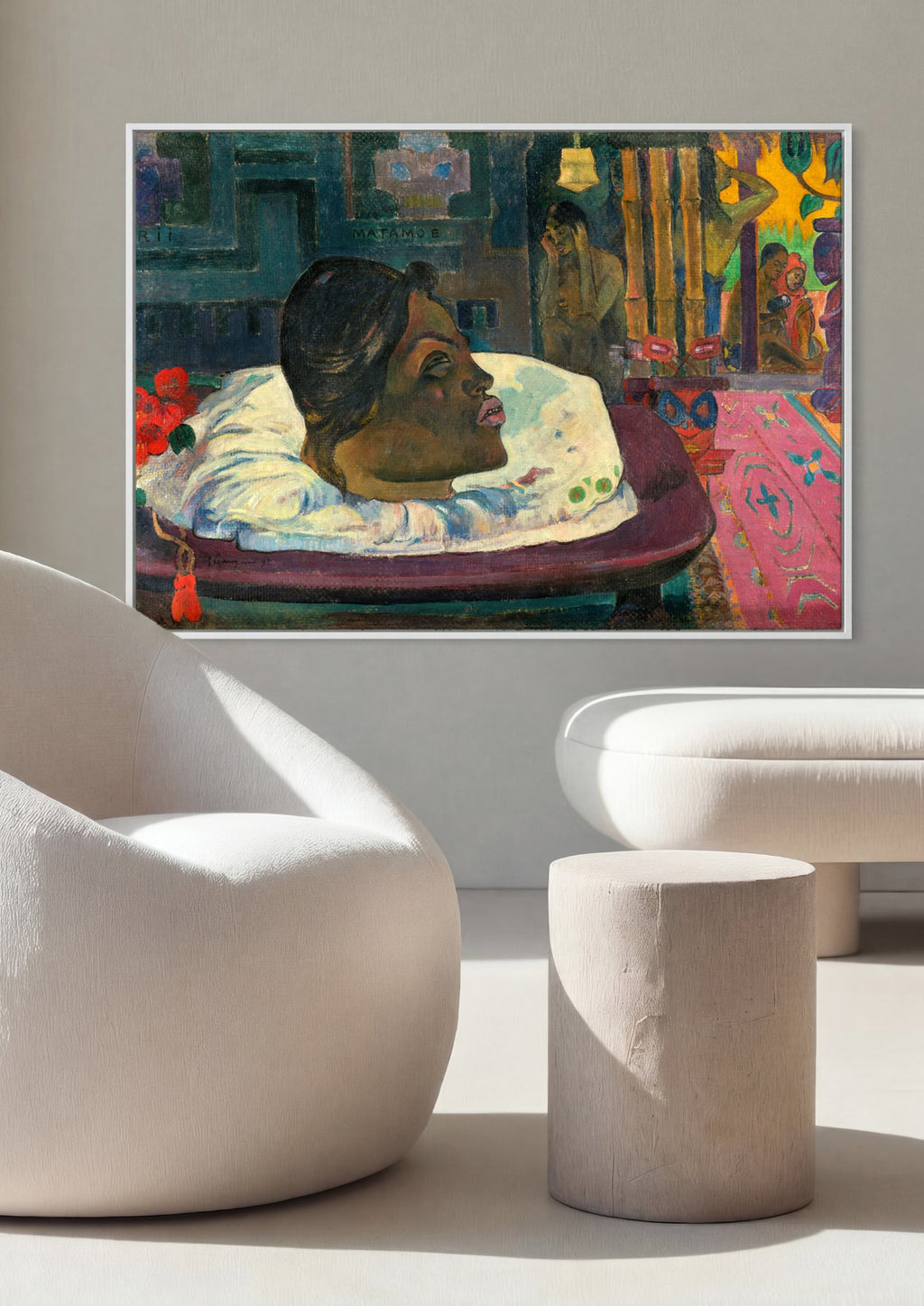 Quadro Decorativo Arii Matamoe (O Olhar Real) - Gauguin em ambiente decorado