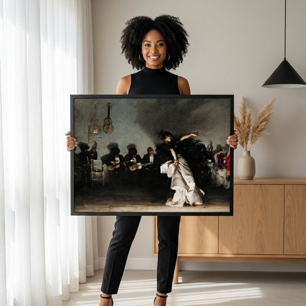 Quadro Decorativo El Jaleo - John Singer Sargent com modelo em ambiente