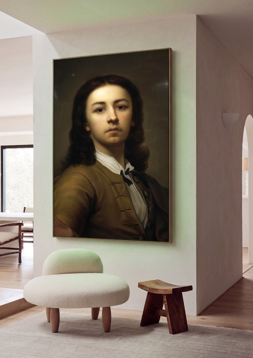 Quadro Decorativo Retrato Jovem - Anton Raphael Mengs em ambiente decorado
