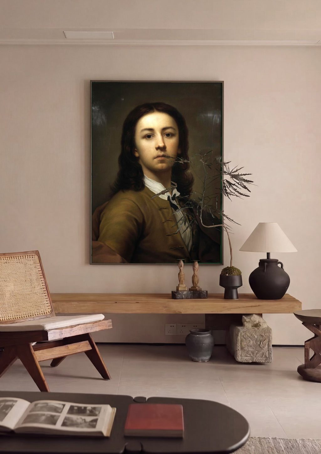 Quadro Decorativo Retrato Jovem - Anton Raphael Mengs em ambiente decorado