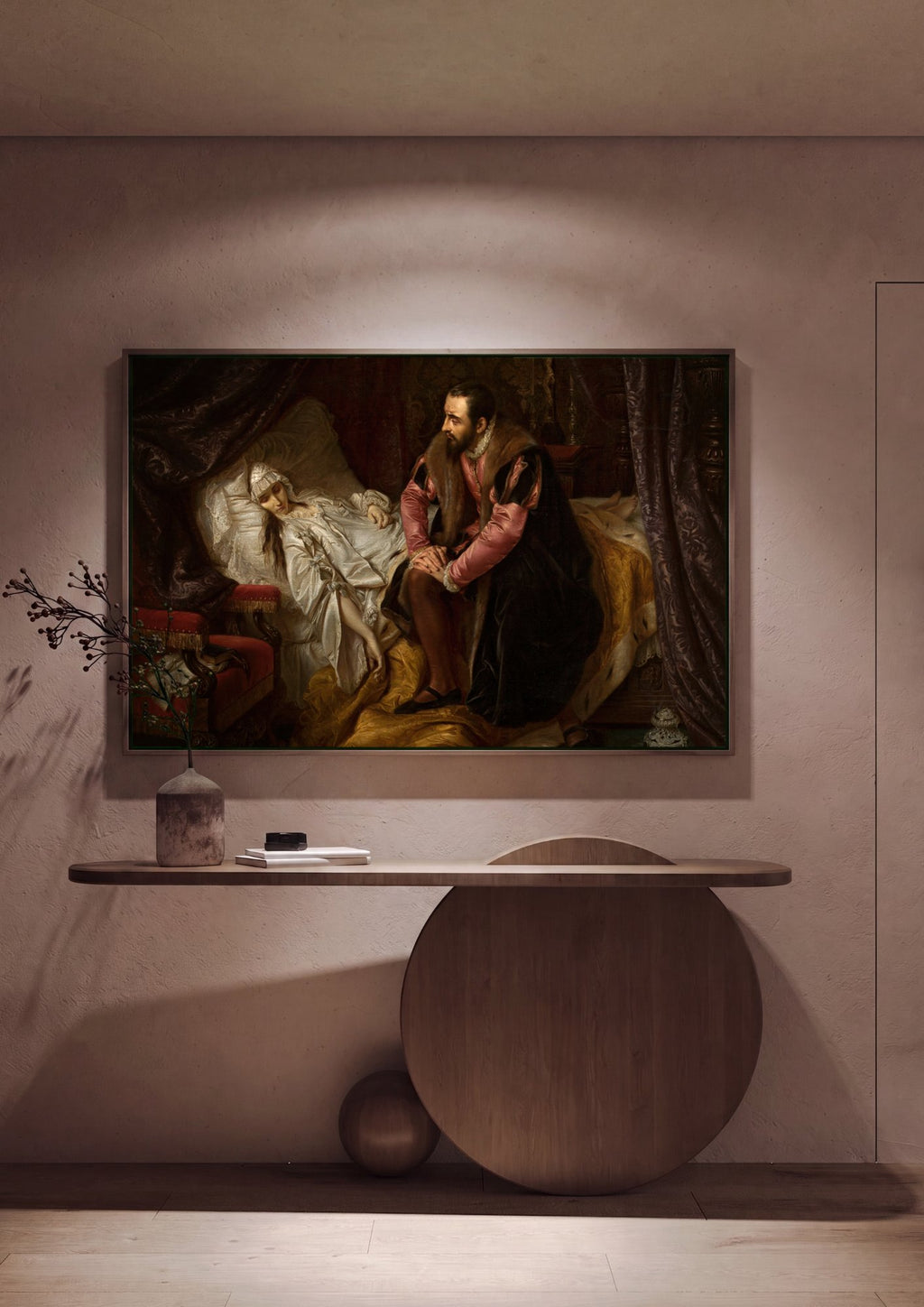 Quadro Decorativo A Morte de Barbara Radziwill - Józef Simmler em ambiente decorado