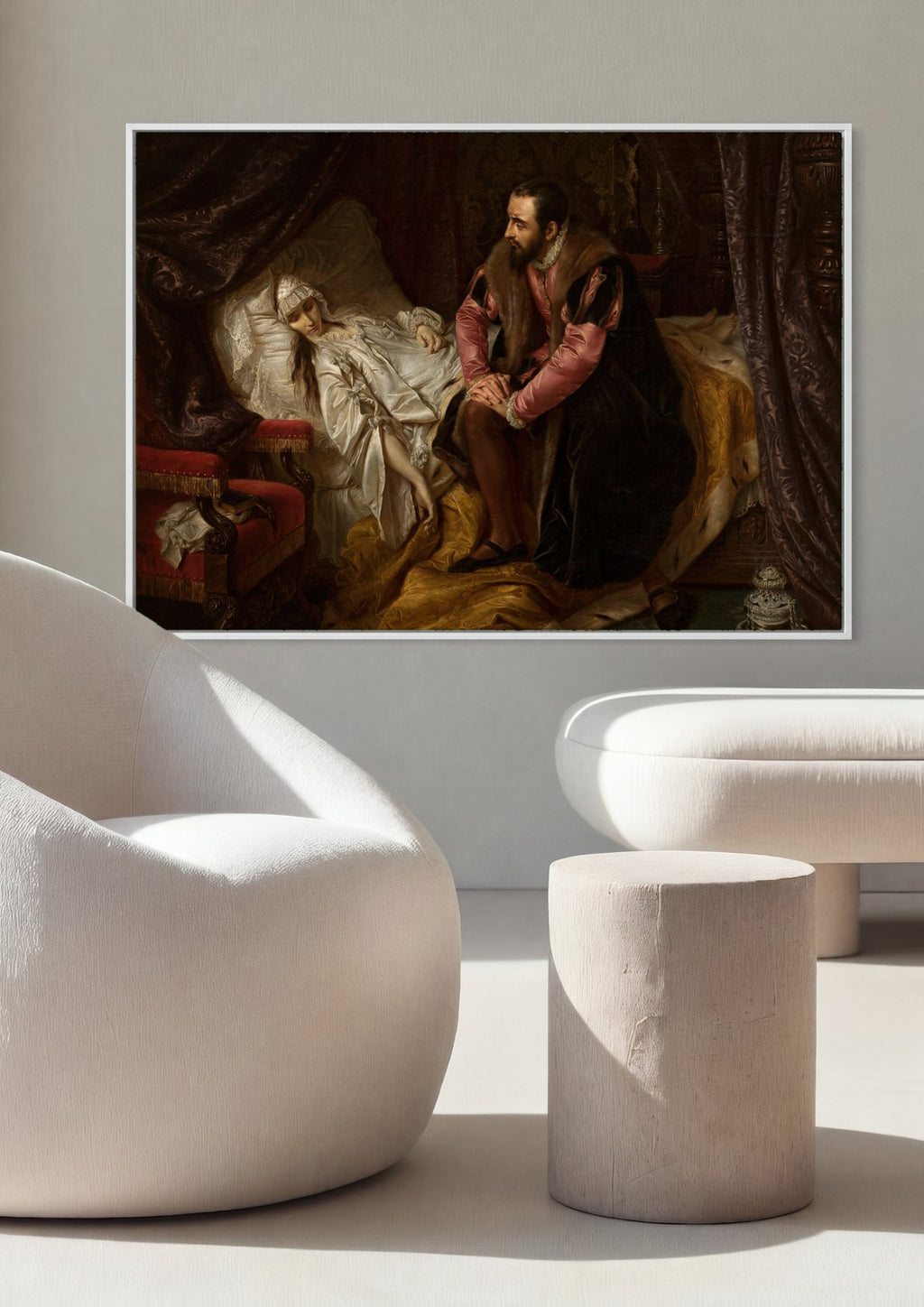 Quadro Decorativo A Morte de Barbara Radziwill - Józef Simmler em ambiente decorado