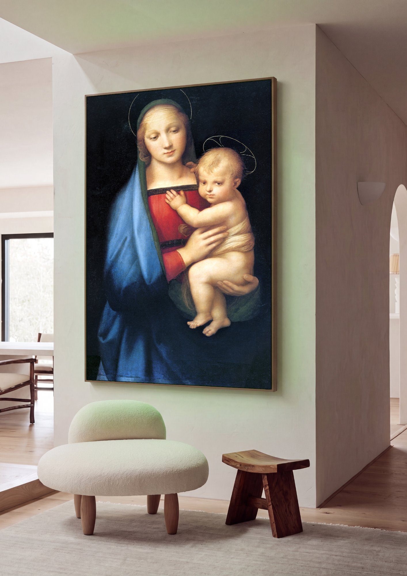 Quadro Decorativo Madonna e o Menino - Rafael em ambiente decorado