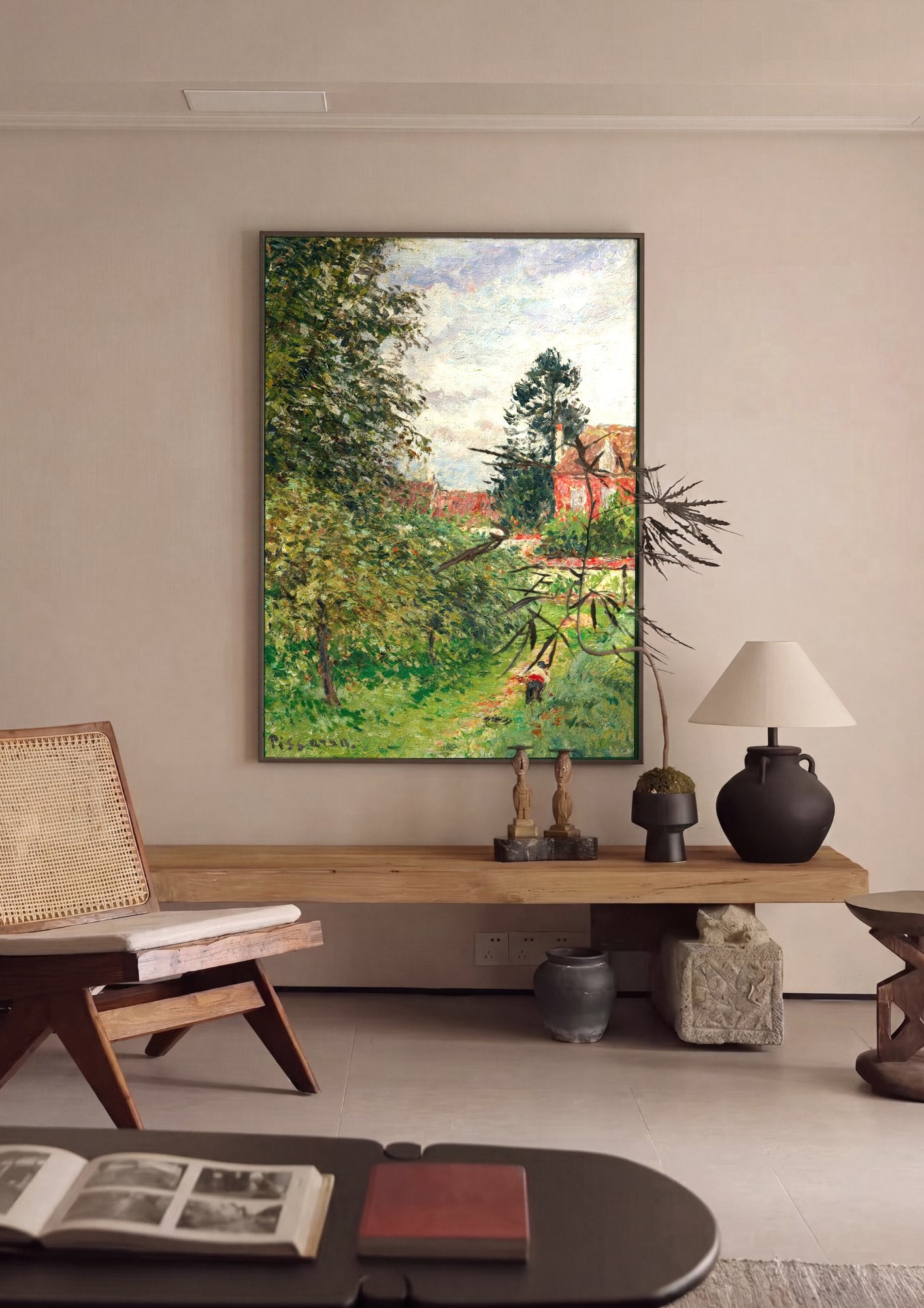 Quadro Decorativo Campo de Maçãs em Éragny - Pissarro em ambiente decorado