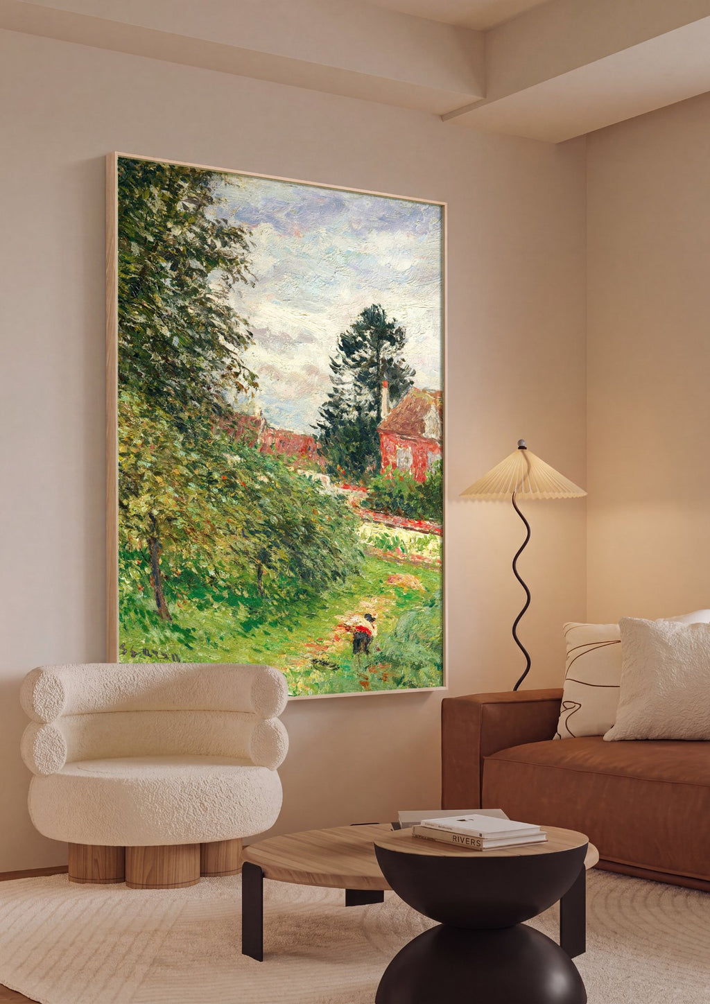 Quadro Decorativo Campo de Maçãs em Éragny - Pissarro em ambiente decorado
