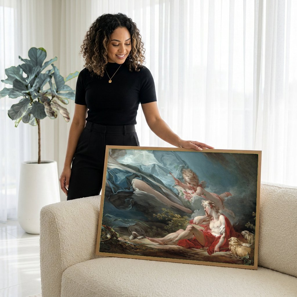Quadro Decorativo A Aurora e Céfalo - Fragonard com modelo em ambiente