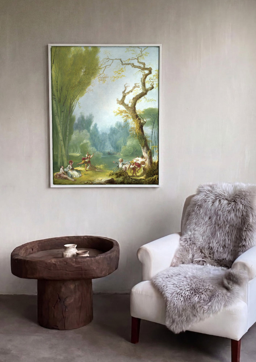 Quadro Decorativo A Festa no Parque - Fragonard em ambiente decorado