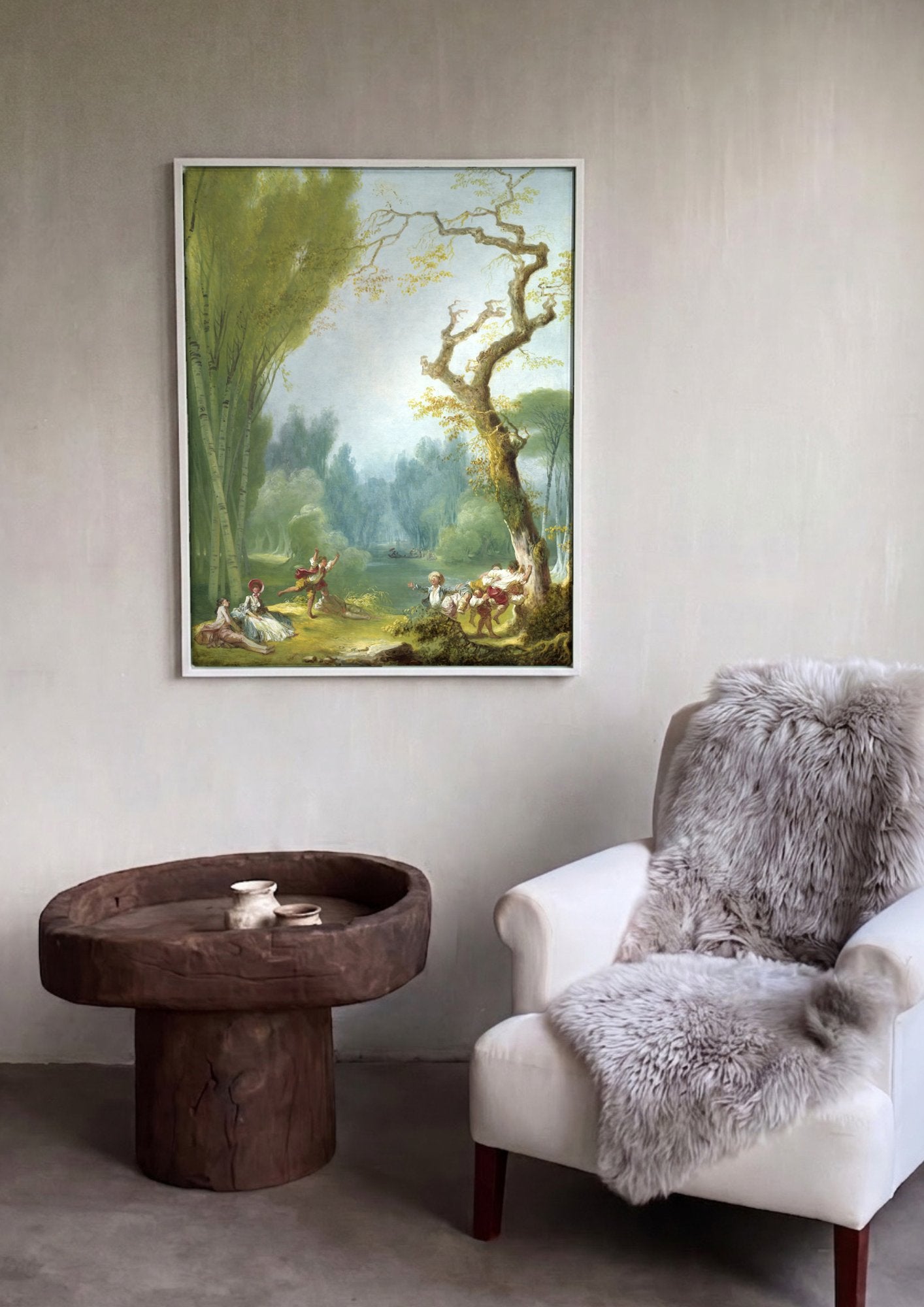 Quadro Decorativo A Festa no Parque - Fragonard em ambiente decorado