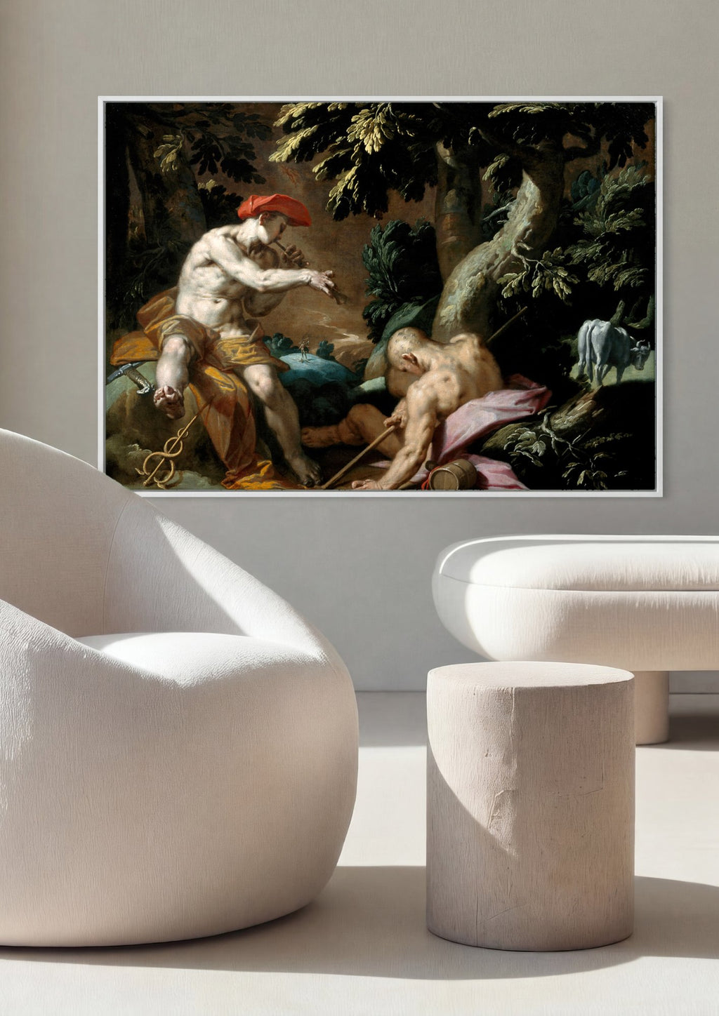 Quadro Decorativo Mercúrio e Argos - Abraham Bloemaert em ambiente decorado