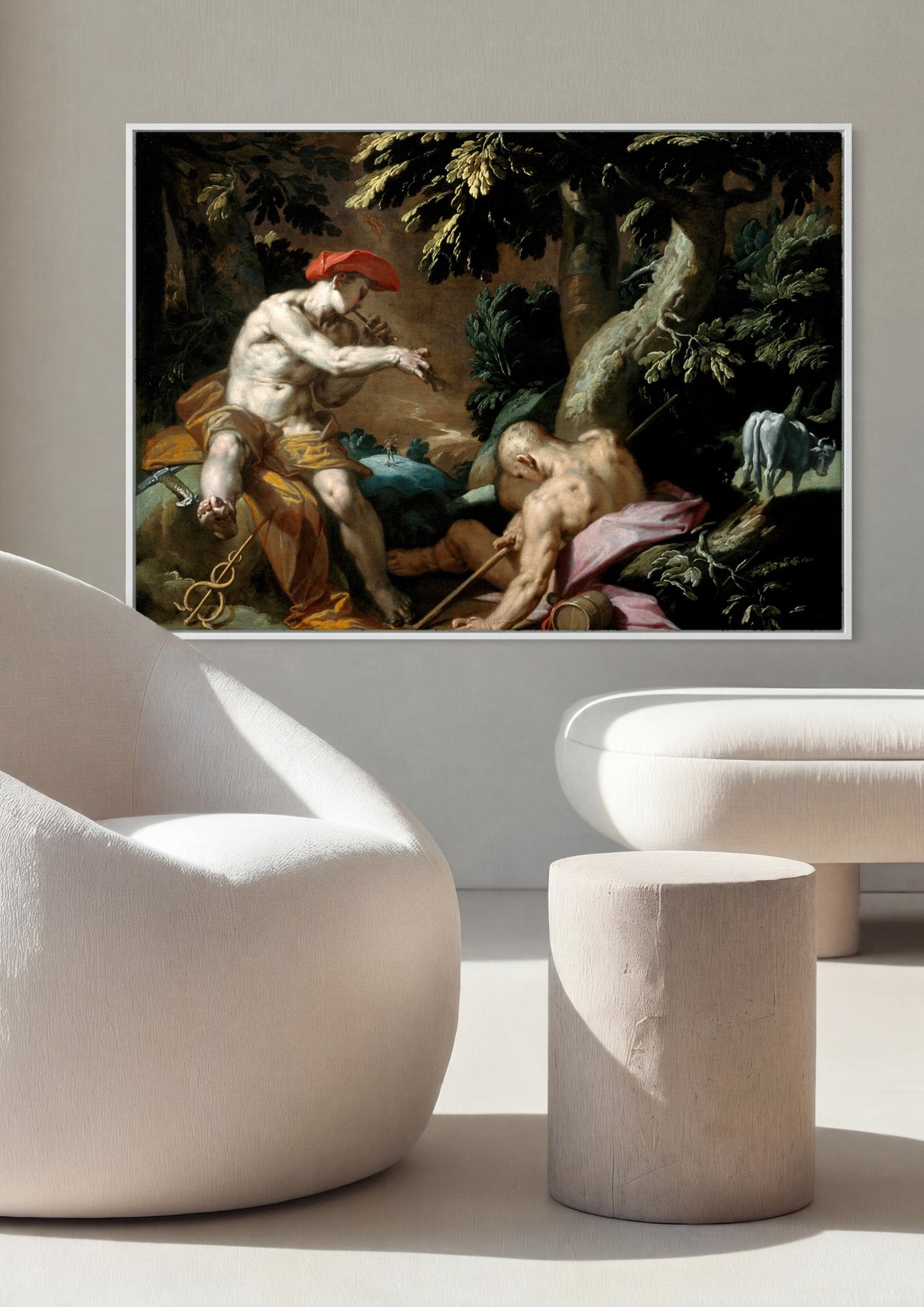 Quadro Decorativo Mercúrio e Argos - Abraham Bloemaert em ambiente decorado