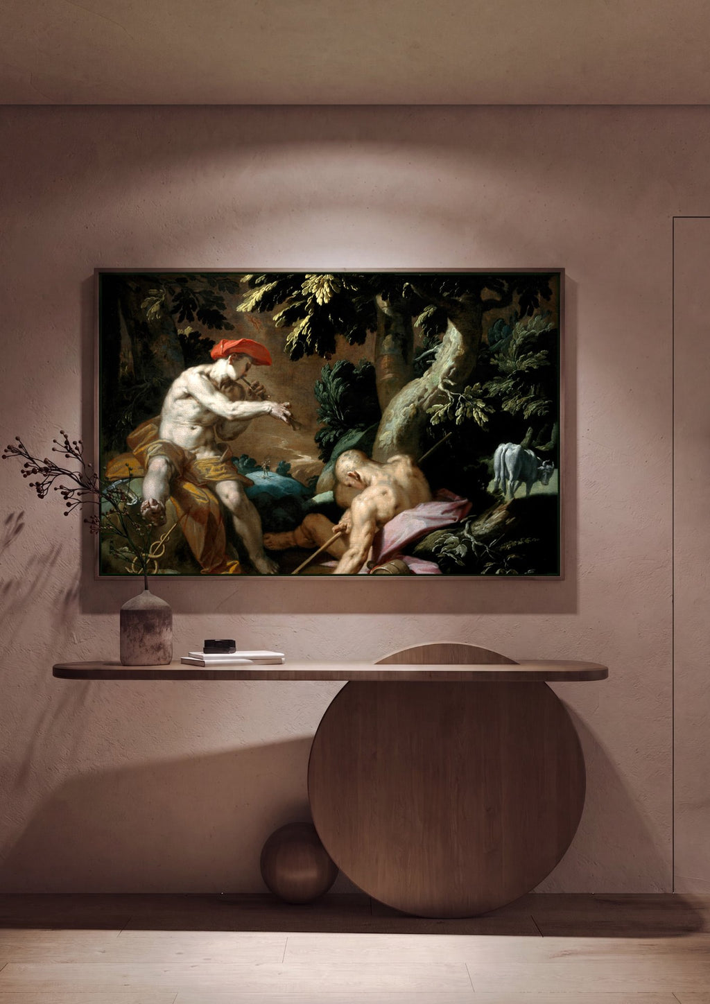 Quadro Decorativo Mercúrio e Argos - Abraham Bloemaert em ambiente decorado