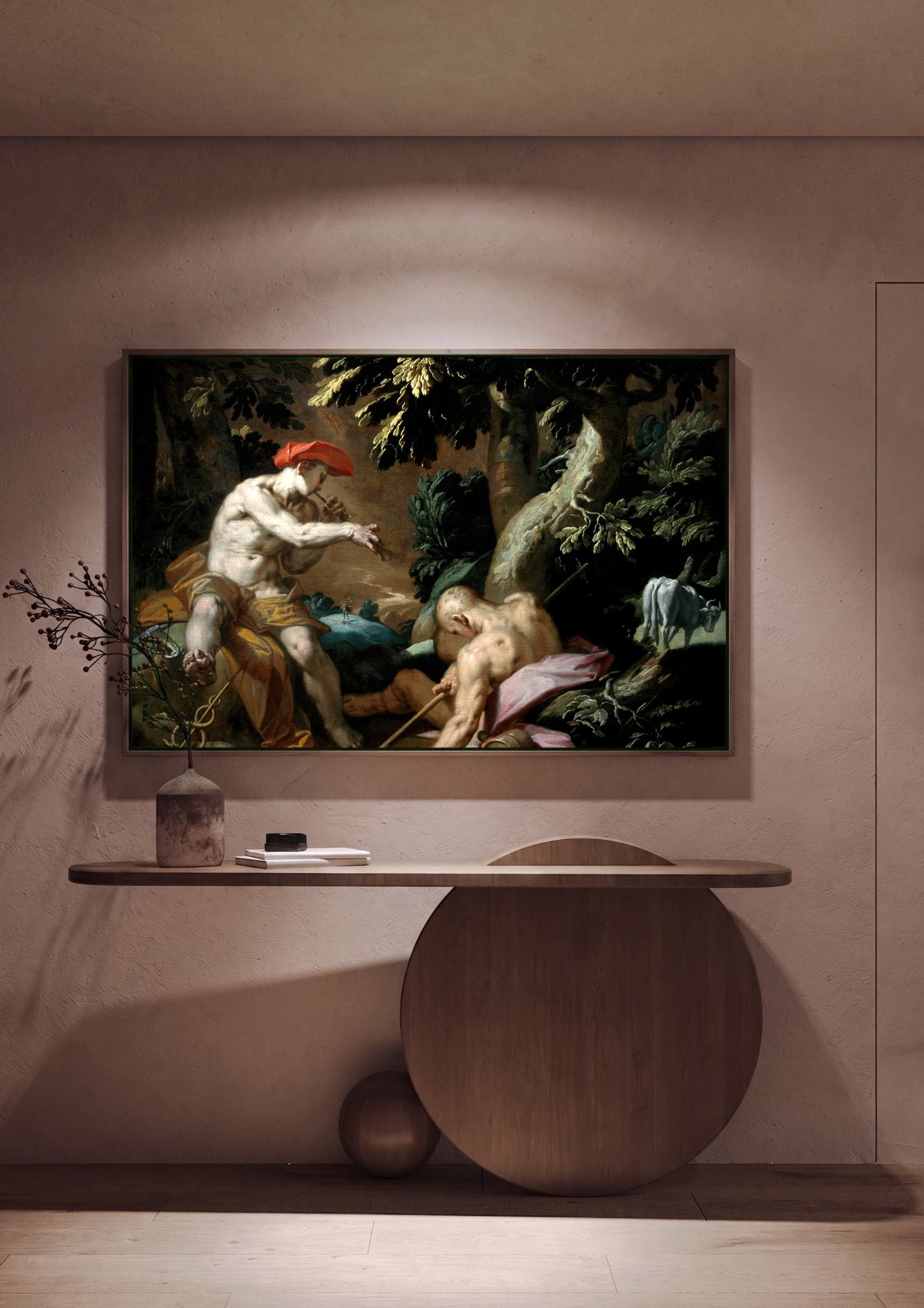 Quadro Decorativo Mercúrio e Argos - Abraham Bloemaert em ambiente decorado