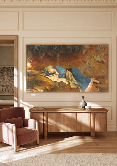 Quadro Decorativo 'A Soneca' - Theodoros Rall em ambiente decorado
